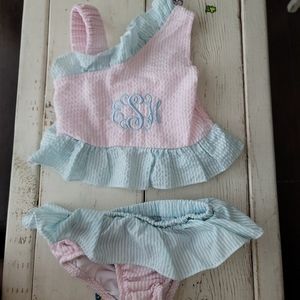Monogrammed Seersucker Tankini